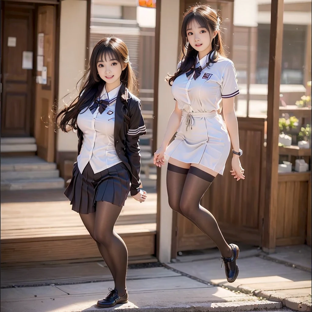 A woman in a school uniform posing on the stairs, seifuku, Japanese , A mix of anime style and Fujifilm, Japanese girls uniform, Magic , Beldelfinn, Wearing Japanese clothes , Female student, Beautiful anime school girl, Chiho, Another Iwakura, Sakura Kinomoto, Under the cherry tree
((((Emphasize cleavage))))