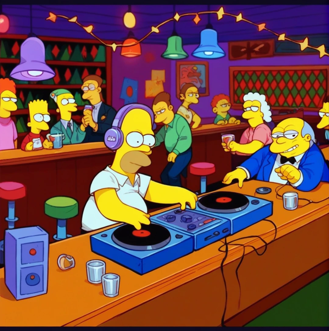 Homer Simpson DJing