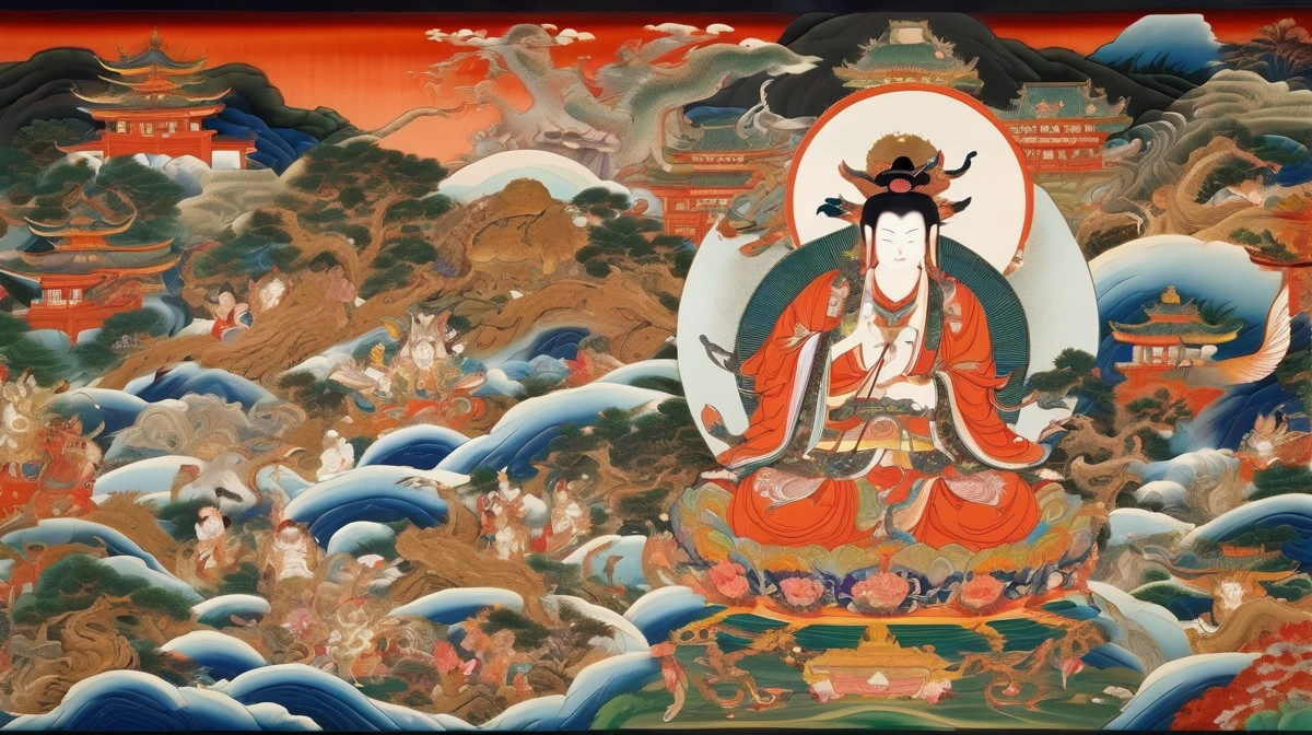 Divine images of Buddhas, gods (Amaterasu Omikami, Amida Nyorai), and divine beasts (dragon gods, tigers, vermilion birds, phoenixes, white snakes, etc.) (masterpiece, highest quality, 8K)