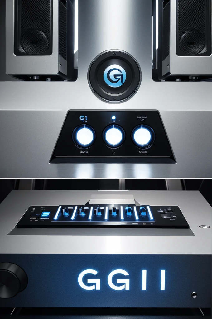 Design a stylish, professional logo for "G1" for the sound engineers group. Incorporate audio elements such as sound waves or microphones. Utilize a sleek design with a blue and silver color scheme. Ensure the logo is versatile for both digital and print formats, embodying professionalism and creativity.
