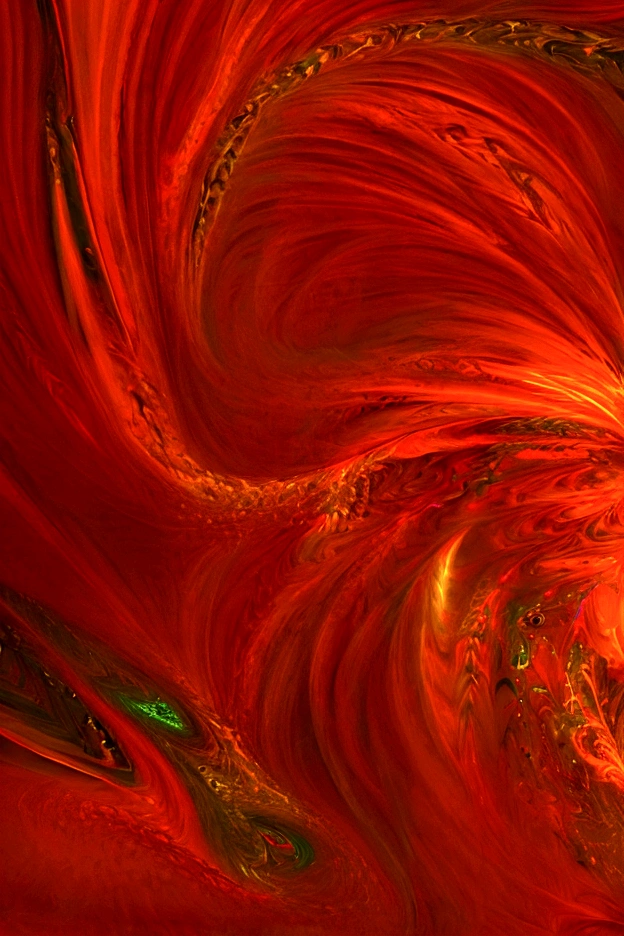 π+300×21^(20),the Spirit of the Primal fire, Judgement,fractal, glowing orange scarlet, vermillion, orange flecked gold and vermillion flecked crimson and emerald, perpetual intelligence,4k resolution,hyperdetailed,masterpiece, 3d modelling, deep wiew,abstract art, digital art