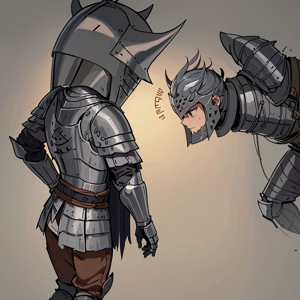Best illustrations、Best Quality、((From the back)))、(whole body、detailed)、(Iron Mask、Iron Helmet、pocket)、(((Medieval Knight、Simple grey armor、male、Age 25)))、(((Get Ready、Run)))、(Medieval Knightが10人)、Movement angle