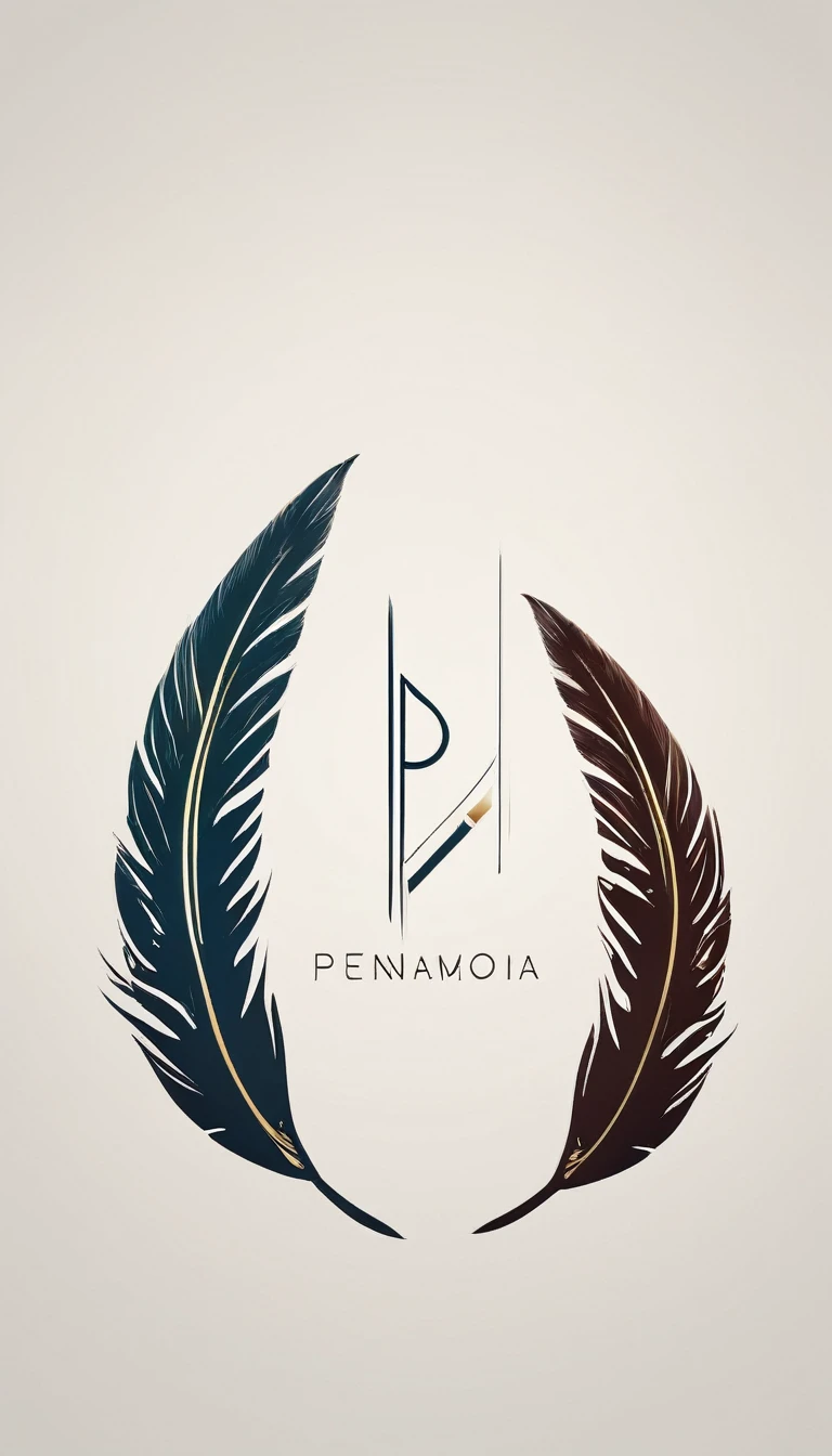 A minimal, modern, simple, cinematic logo design for the brand “Penamemoria". Create a modern, minimalistic, high-quality, logo of a feather that brings memories. The logo must be a symbol for dreams, stories, memories, music and imagination.