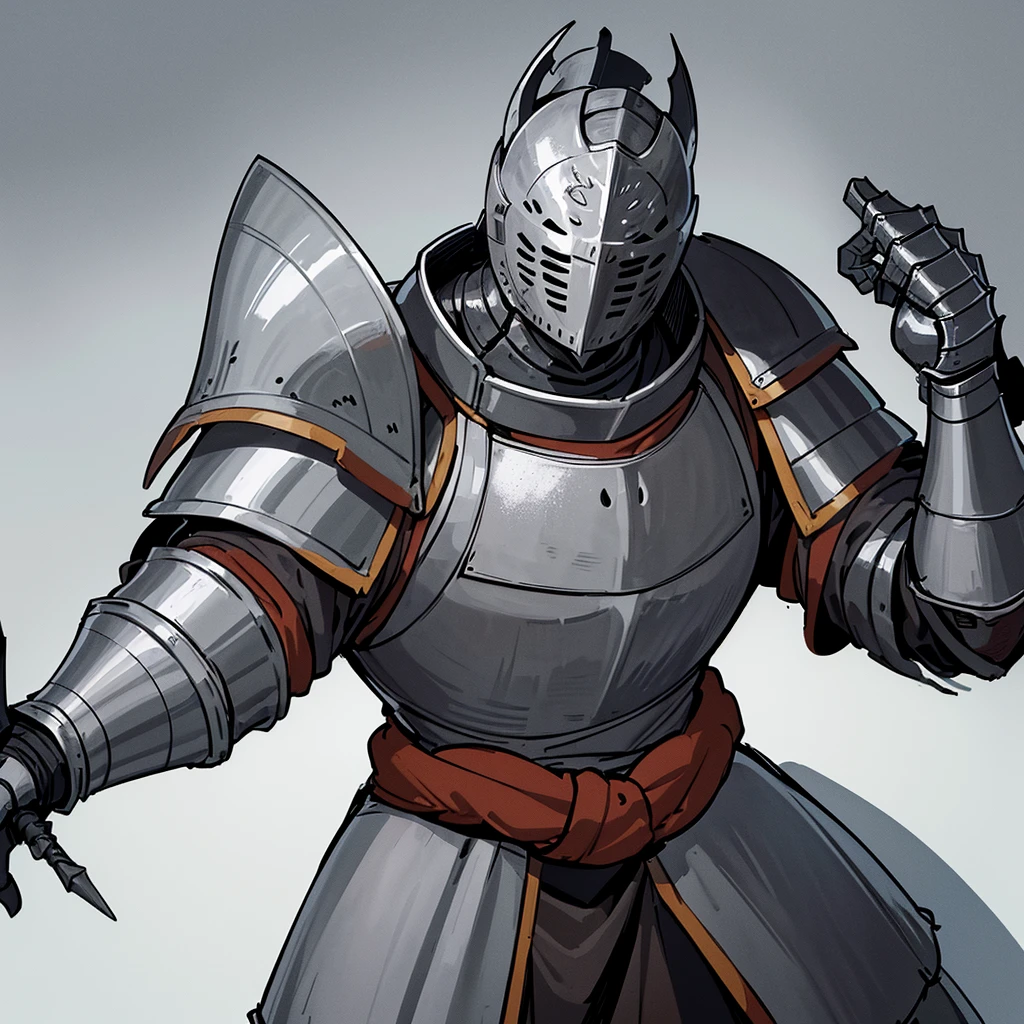Best illustrations、Best Quality、((From the side)))、(whole body、detailed)、(Iron Mask、Iron Helmet、pocket)、(((Medieval Knight、Simple grey armor、male、Age 25)))、(((Get Ready)))、(Medieval Knightが10人)