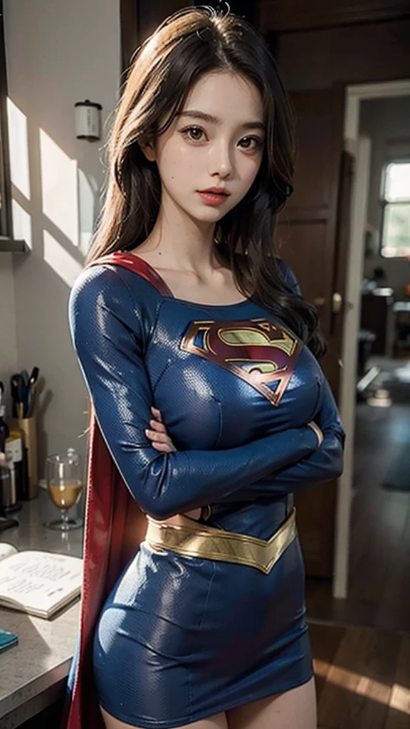 Woman body set big breasts, Supergirl costume dress