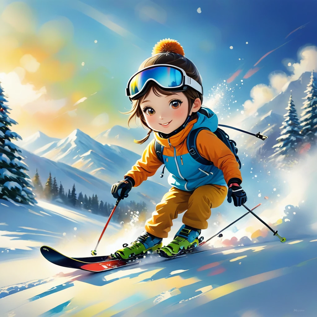 Skier（（（masterpiece）））， （（best quality））