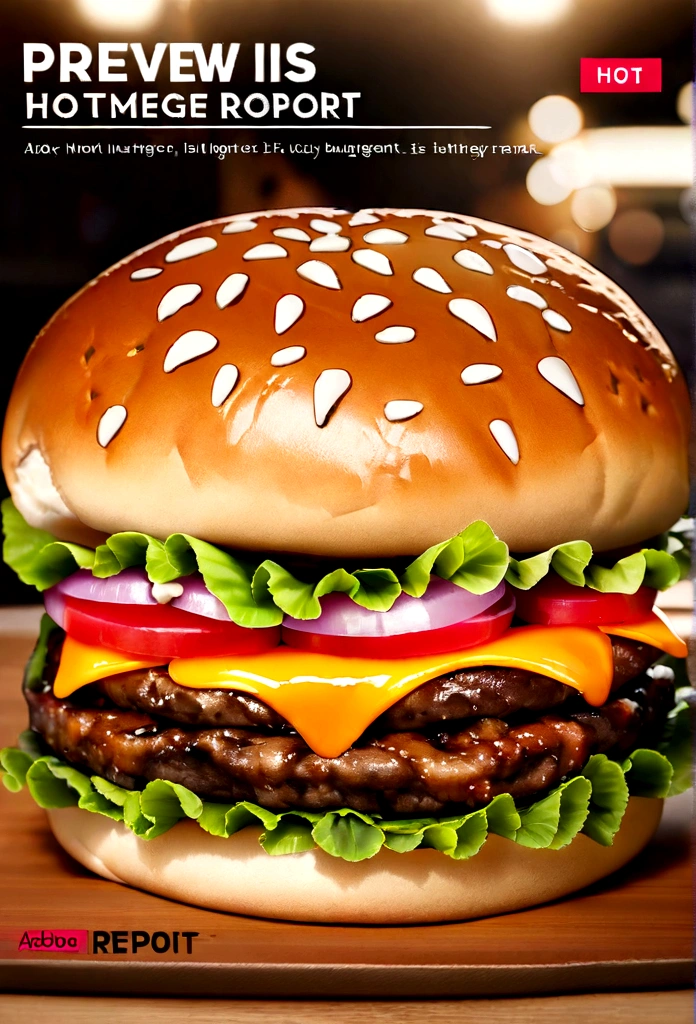 The burger is broken,Juicy, tasty, hot, promotional photo, Intricate details, Human Development Report, Movie, Adobe Lightroom, Very detailed