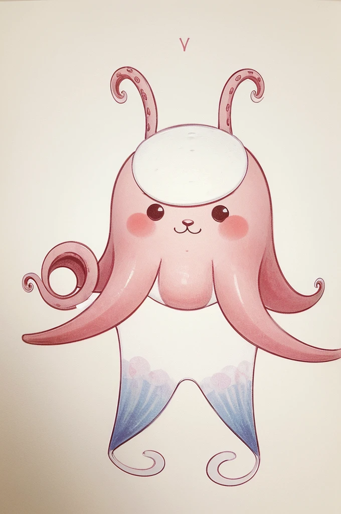 Create an image of a cartoon octopus character with a friendly and cheerful expression. The octopus should have vibrant colors and be drawn in a simple, 2D style. The background should be completely white to make the character stand out. The octopus can have a few playful features, such as a hat or holding a small object, but it should remain cute and suitable for a T-shirt design. The overall vibe should be fun and appealing.
