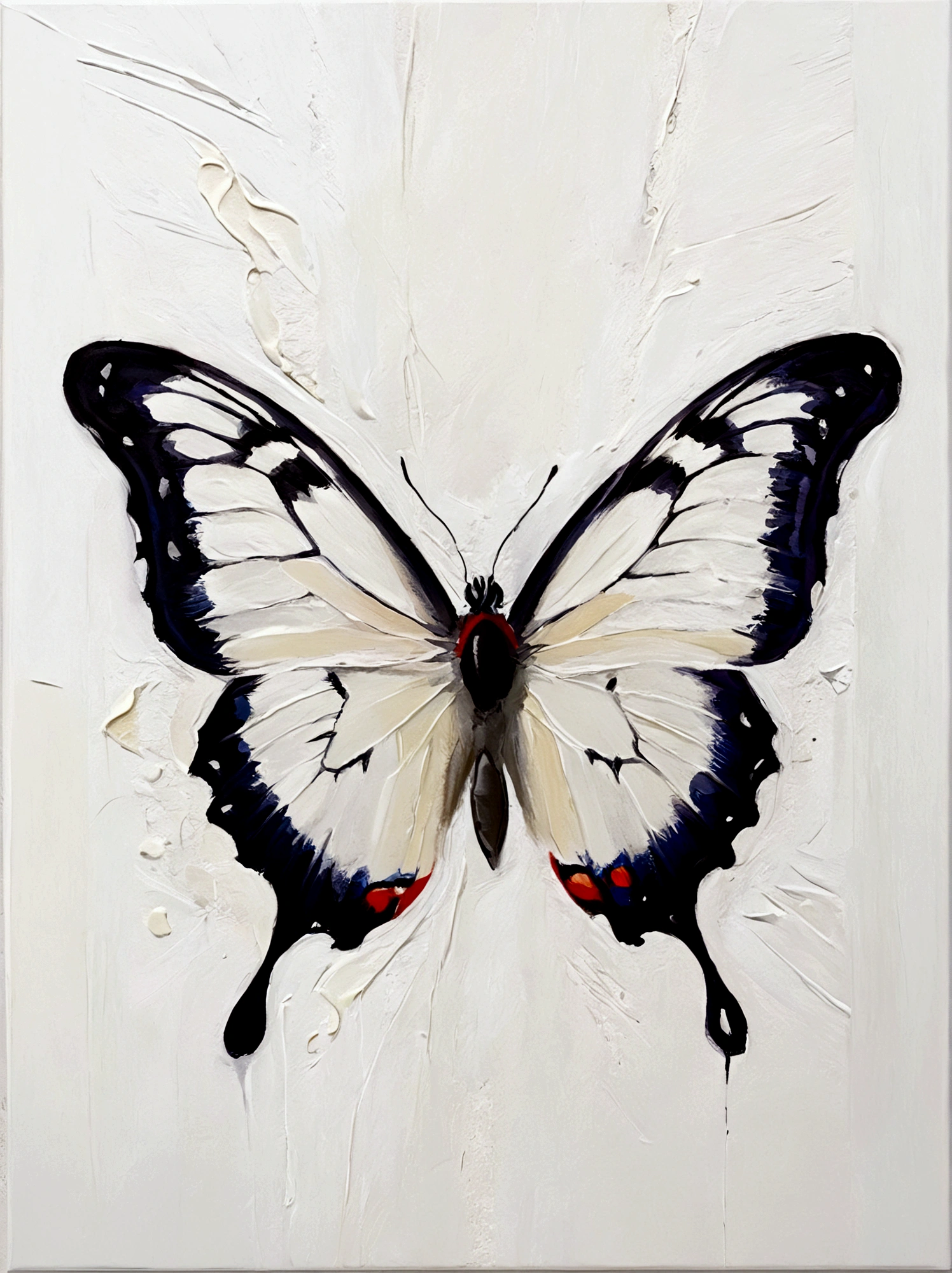 willow，Butterfly，color，Perfect proportion，symmetry，vanilla，bright，White background，real，emotion，Thick textured paint, 