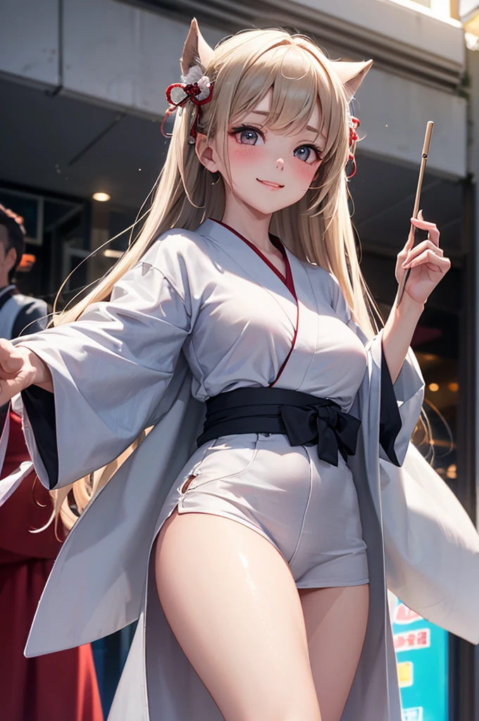(Best Quality,High resolution,8K,finelity detailed background,Masterpiece:1.2),beautiful girl,Shiny khaki hair,twin tail,Khaki Eyes,Gentle look,A refreshing look,Best quality,Best Quality,Aesthetic and aesthetic:1.2,Best details((Super detailed))(High-definition CG illustrations),cute浴衣,Slender body,sunset,Japanese Festivals,fan,Nightclub,open air,smile,blush,cute,Scrounge,Looking up,Being spoiled,super model,shoot from below