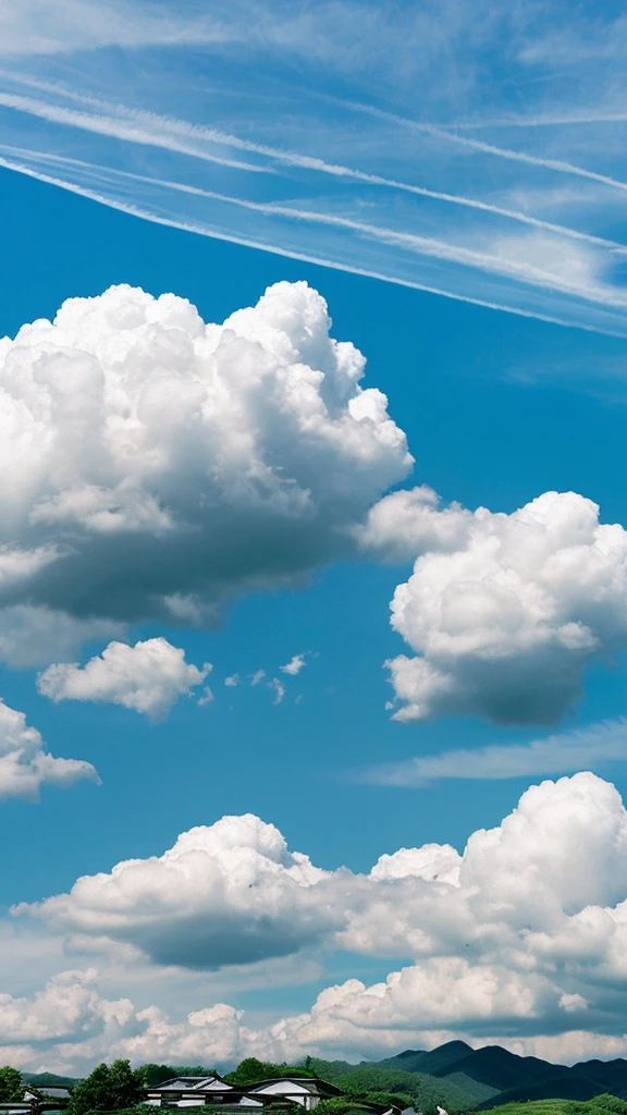 Cumulus and chemtrails in the Japanese countryside