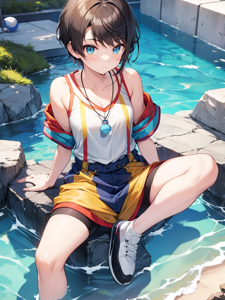 Sit on a balance ball、tomboy、girl