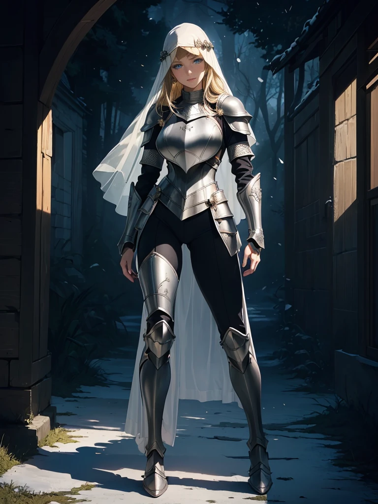 ((1girl, solo)), beautiful body, (perfect anatomy, perfect body, perfect hands, perfect legs), (five fingers:1.5), natural proportions, sexy body, large breasts, cowboy shot BREAK 

((extremely detailed face)), (beautiful detailed eyes:1.6), (realistic pupils, realistic iris:1), expressive eyes, looking at viewer, (clear eyes:1.3), (hyperrealistic:1.2), (detailed skin texture:1.2), smooth skin, (blonde hair:1.5), blue eyes, long hair, (detailed lips:1.2), (attractive lips:1.1), (glossy lips:1.1), (grin), perfect face, perfect eyes BREAK

female knight, (veil:1.5), long sleeves, (armor:1.5), (fantasy armor:1.5), (breastplate:1.5), (shoulder armor:1.2), (arm guard:1.3), armor gloves, (black pants:1.5), skin tight, (pelvic curtain:1.5), (greaves:1.3), armored boots, belt BREAK

(outdoors:1.5), (day:1.3), nature, (winter:1.3), trees, (shade of trees:1.2), (snow), mountain range, medieval fantasy BREAK


(masterpiece:1.5), anime-style, top quality, best quality, (beautiful and aesthetic:1.2), (ultra detail:1.5), Ultra-detailed depiction, Ultra-precise depiction, extremely detailed 8k illustration, high resolution, (highly detailed shading:1.2), (realistic lighting:1.4), perfect lighting, vibrant colors, dynamic tones, striking hues, 8k, absurd resolution, perfect shadows, hdr, UHD, ambient lighting, realistic, ultra-realistic, photo realistic, highly detailed, rich detail, luminous colors, fine texture, intricate design, professional illustration, (soft light:1.2), (illustration:0.7)
