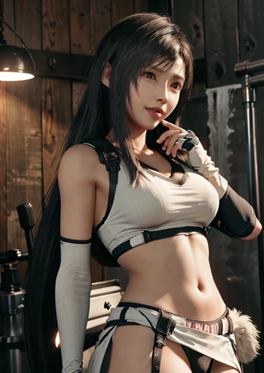 (,Make your face bright red,20-year-old,Long, narrow eyes)(Realistically: 1.4), solo, Highest quality, Very elegant and beautiful, Kilo, One girl, Final Fantasy Tifa_Lockhart, smile, Cowboy Lens, Harness, Low waist, (White Dress,Black long stockings),In the bathroom,Shower spray,To the show,It was raining outside the window, Brunette color hair, Make your face bright red,Sweat,Long white hair, Wear gloves on your elbows, Beautiful and detailed red eyes, Face Light, Cinema Lighting, belly button, (: 1.0), Old Bar, The background is blurred, Fluttering Hair, Adult Beauty,Eating fingers,