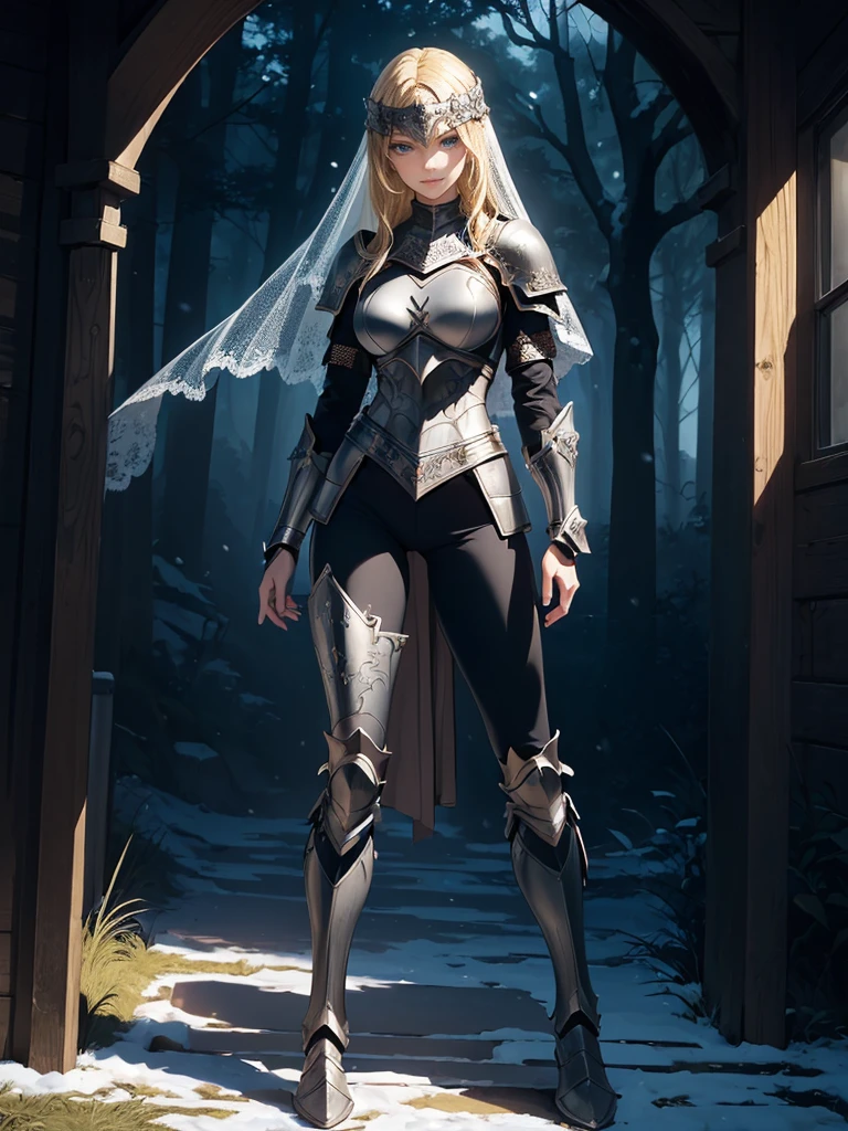 ((1girl, solo)), beautiful body, (perfect anatomy, perfect body, perfect hands, perfect legs), (five fingers:1.5), natural proportions, sexy body, large breasts, cowboy shot BREAK 

((extremely detailed face)), (beautiful detailed eyes:1.6), (realistic pupils, realistic iris:1), expressive eyes, looking at viewer, (clear eyes:1.3), (hyperrealistic:1.2), (detailed skin texture:1.2), smooth skin, (blonde hair:1.5), blue eyes, long hair, (detailed lips:1.2), (attractive lips:1.1), (glossy lips:1.1), (grin), perfect face, perfect eyes BREAK

female knight, (veil:1.5), long sleeves, (armor:1.5), (fantasy armor:1.5), (shoulder armor:1.2), (arm guard:1.3), armor gloves, (pelvic curtain:1.5), (black pants:1.5), skin tight, (greaves:1.3), armored boots, belt BREAK

(outdoors:1.5), (day:1.3), nature, (winter:1.3), trees, (shade of trees:1.2), (snow), mountain range, medieval fantasy BREAK


(masterpiece:1.5), anime-style, top quality, best quality, (beautiful and aesthetic:1.2), (ultra detail:1.5), Ultra-detailed depiction, Ultra-precise depiction, extremely detailed 8k illustration, high resolution, (highly detailed shading:1.2), (realistic lighting:1.4), perfect lighting, vibrant colors, dynamic tones, striking hues, 8k, absurd resolution, perfect shadows, hdr, UHD, ambient lighting, realistic, ultra-realistic, photo realistic, highly detailed, rich detail, luminous colors, fine texture, intricate design, professional illustration, (soft light:1.2), (illustration:0.7)