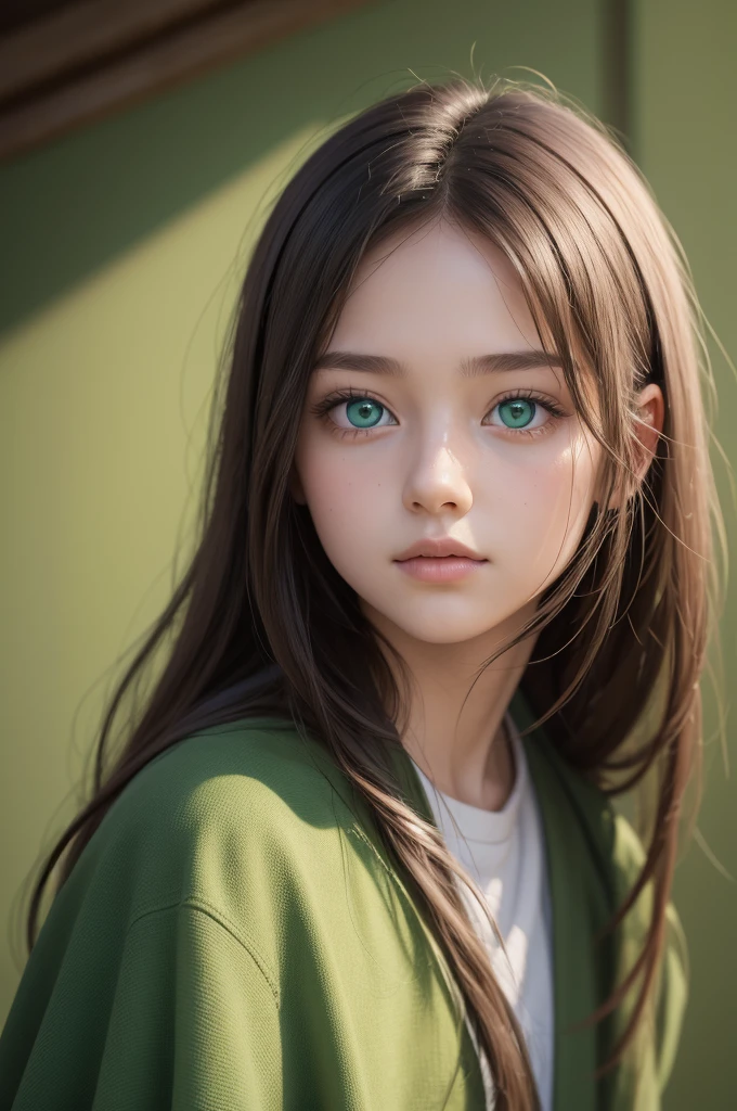 A little student , Jesus Portrait Green Eyes 4K Image , highly detailed professional painting