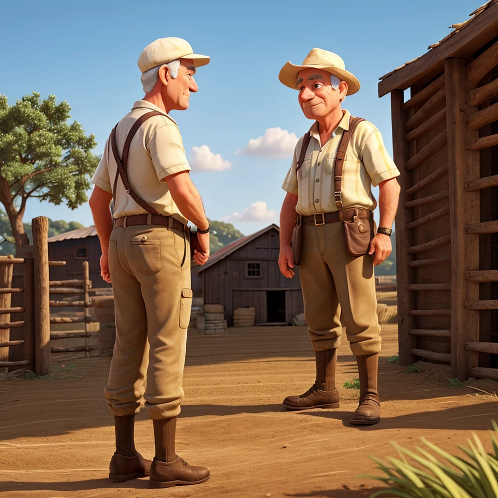 A farmer help her old father in work.