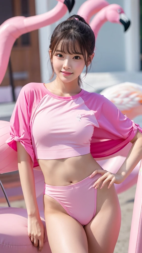 Flamingo　gorgeous　pink　Sparkling　front　cute