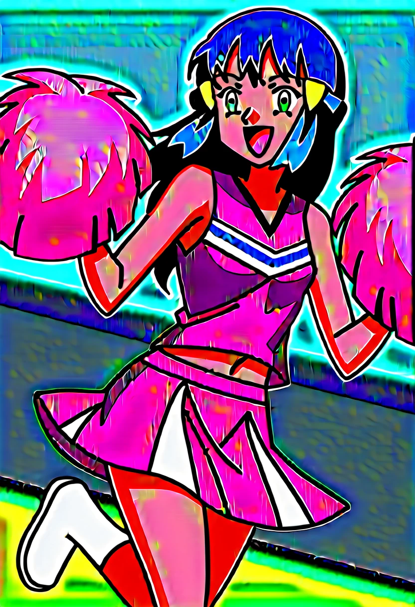 score_9, score_8_up, score_7_up, source anime, anime, animification, anime screencap, anime coloring, vivid colors, shiny skin, skindentation, deep skin, depth of field, high quality, highres, (dynamic angle,dynamic pose),
dawncheerxl, 1girl, solo, long hair, looking at viewer, smile, open mouth, blue eyes, skirt, outdoors, shirt, hair ornament, sky, navel, holding, blue hair, :d, sidelocks, tongue, socks, hairclip, midriff, eyelashes, red skirt, leg up, white socks, red shirt, cheerleader, pom pom, (cheerleading), holding pom poms, dawn \(pokemon\)
BREAK
masterpiece,high quality