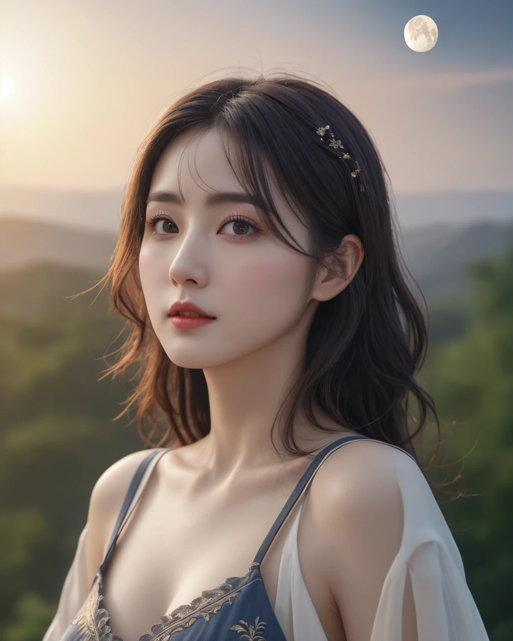 masterpiece, best quality, high quality, extremely detailed 8k CG unit wallpaper, depth of field, HDR, photorealistic, extremely detailed, intricate, high detail, sun reflecting moon