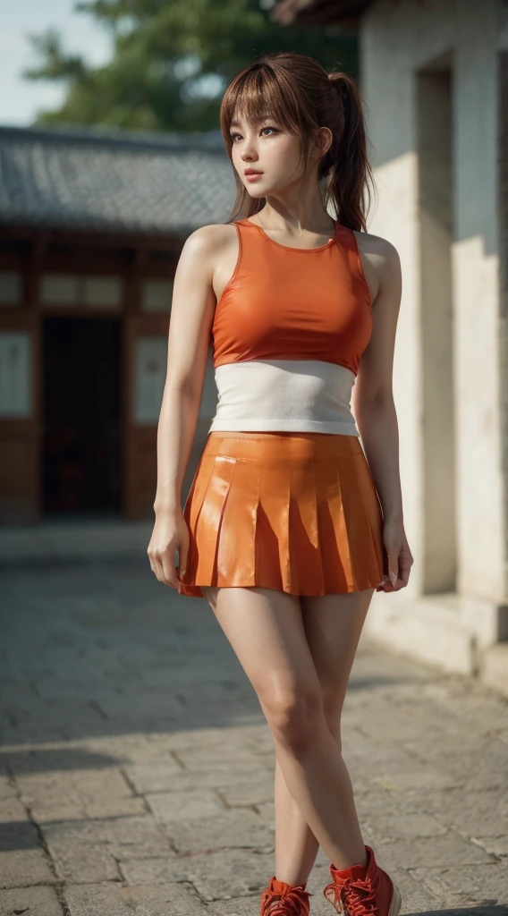 kasumi, eyes browns, (best qualityer, ultra detali), (realisitic:1.37), beautiful and detailed face, ultra-realisitic texture, 精致的面容, Delicate body, red lipgloss stick, shiny colors. High definition, 8K