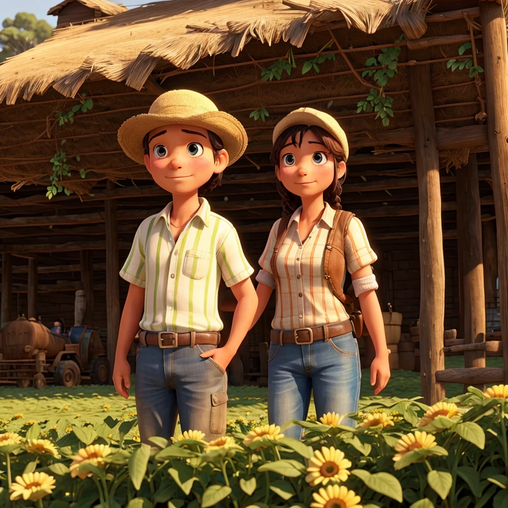 A farmer help her father.