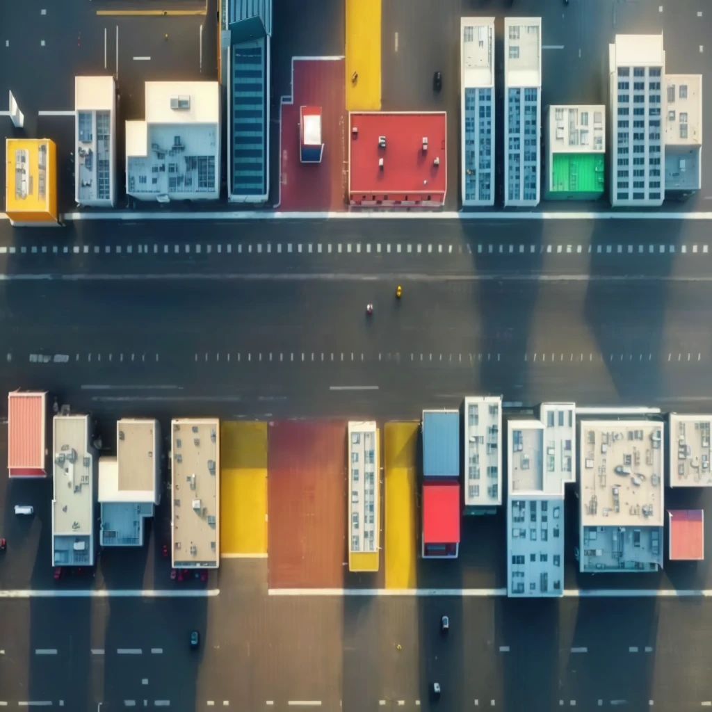 aerial view of a city street with many buildings and buses, photorealistic cityscape, 3D rendering style, transportation design rendering, pre-rendered isometric graphics, octane rendered 3D, 3D rendering people, Cinema 4D octane rendering, Cinema 4D rendering, highly detailed, realistic, cinematic lighting, volumetric lighting, aerial perspective, urban environment, dynamic composition, clean lines, modern architecture, transportation infrastructure, atmospheric perspective, vibrant colors, depth of field, photorealistic textures, realistic materials, ray traced, global illumination