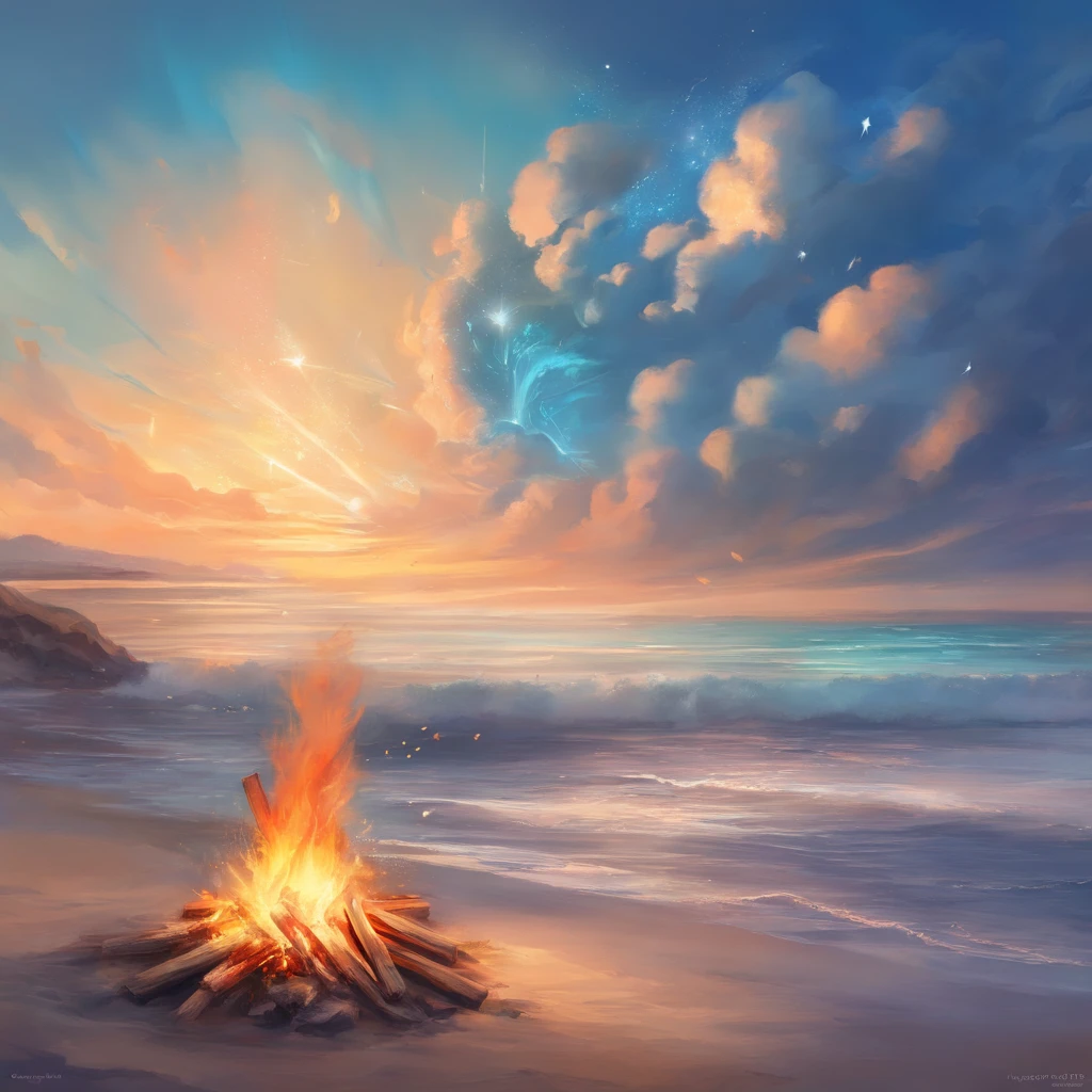 blue sky Bonfire at the beach