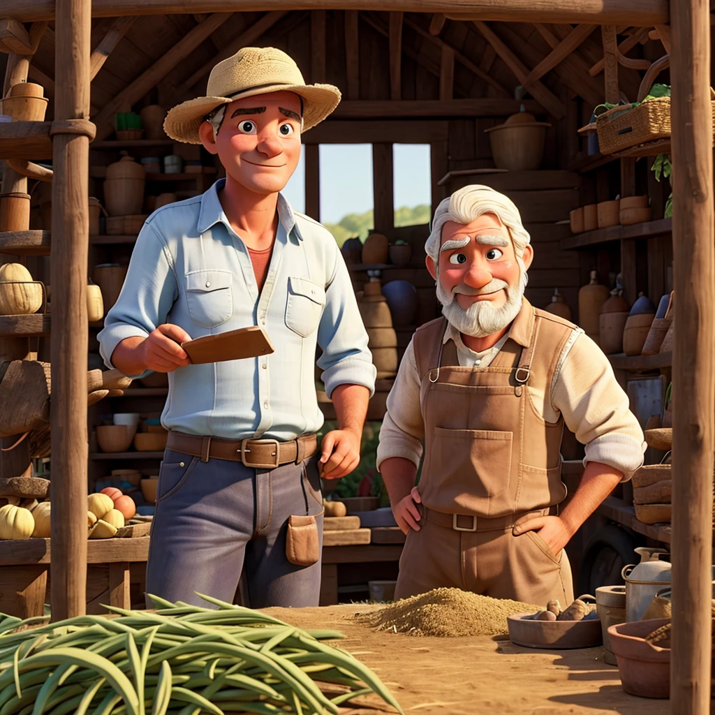 A farmer ignore his work.
