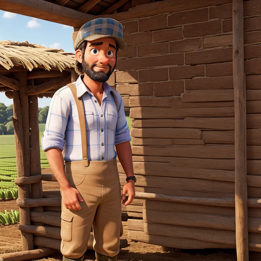A farmer ignore his work.
