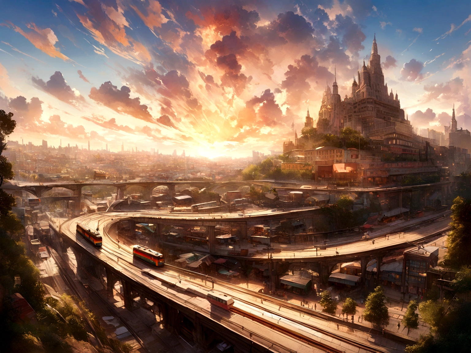 City train in the background, With a Heavenly Heart, HD Panoramic View, Realist