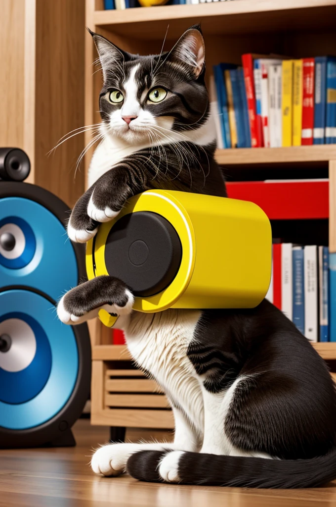 cartoon cat listening to music