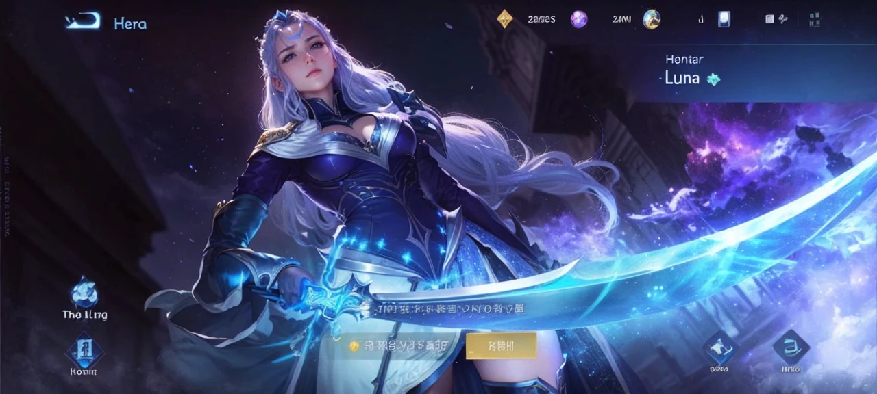 The hero Luna from Honor of Kings is elegant and carries a sword and wear more closed clothes. Please change so that the clothes are not too tight and closed