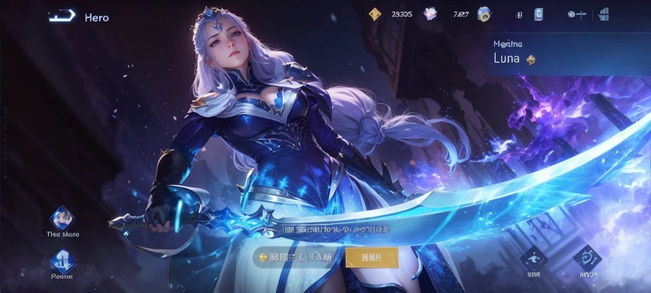 The hero Luna from Honor of Kings is elegant and carries a sword and wear more closed clothes. Please change so that the clothes are not too tight and closed