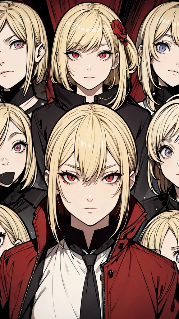 Blonde hair red eyes man