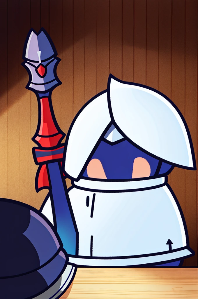 knight、armor、Has a spear、Mouth open