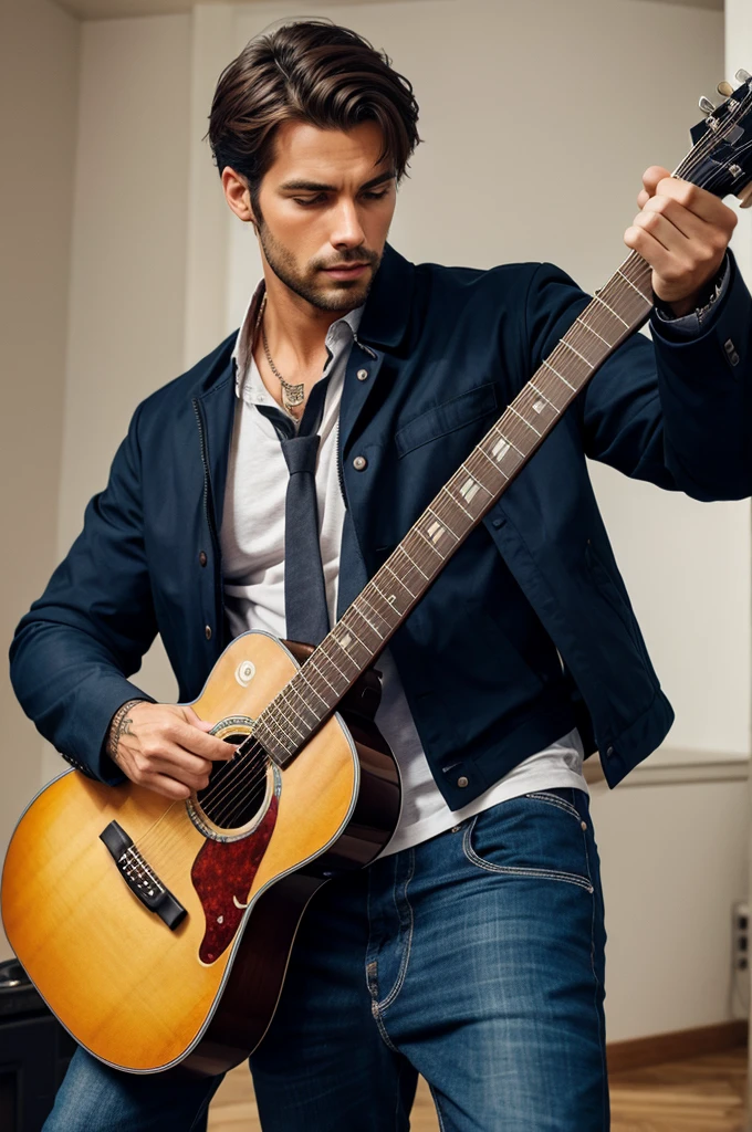 A handsome man with guitar