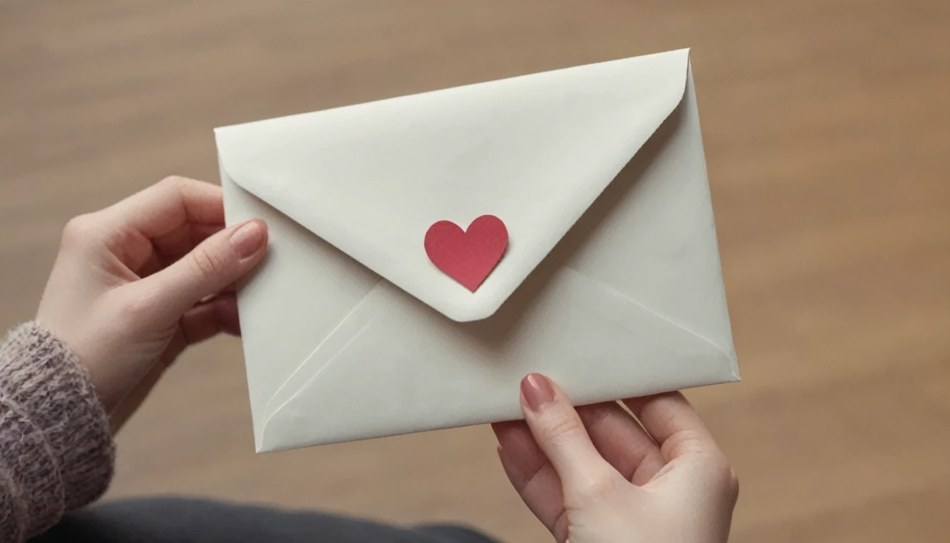 Young woman hands holding an envelope containing a love letter or a card from a friend in the mail