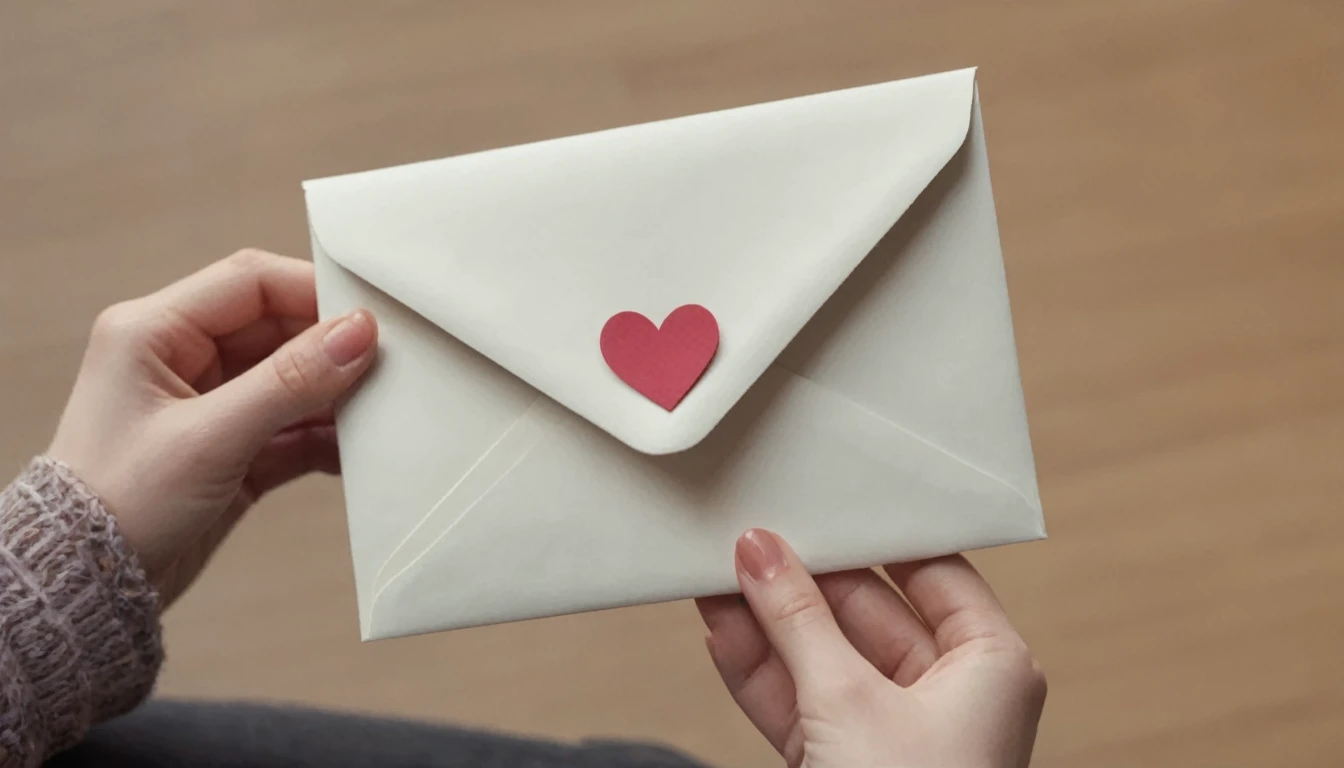 Young woman hands holding an envelope containing a love letter or a card from a friend in the mail