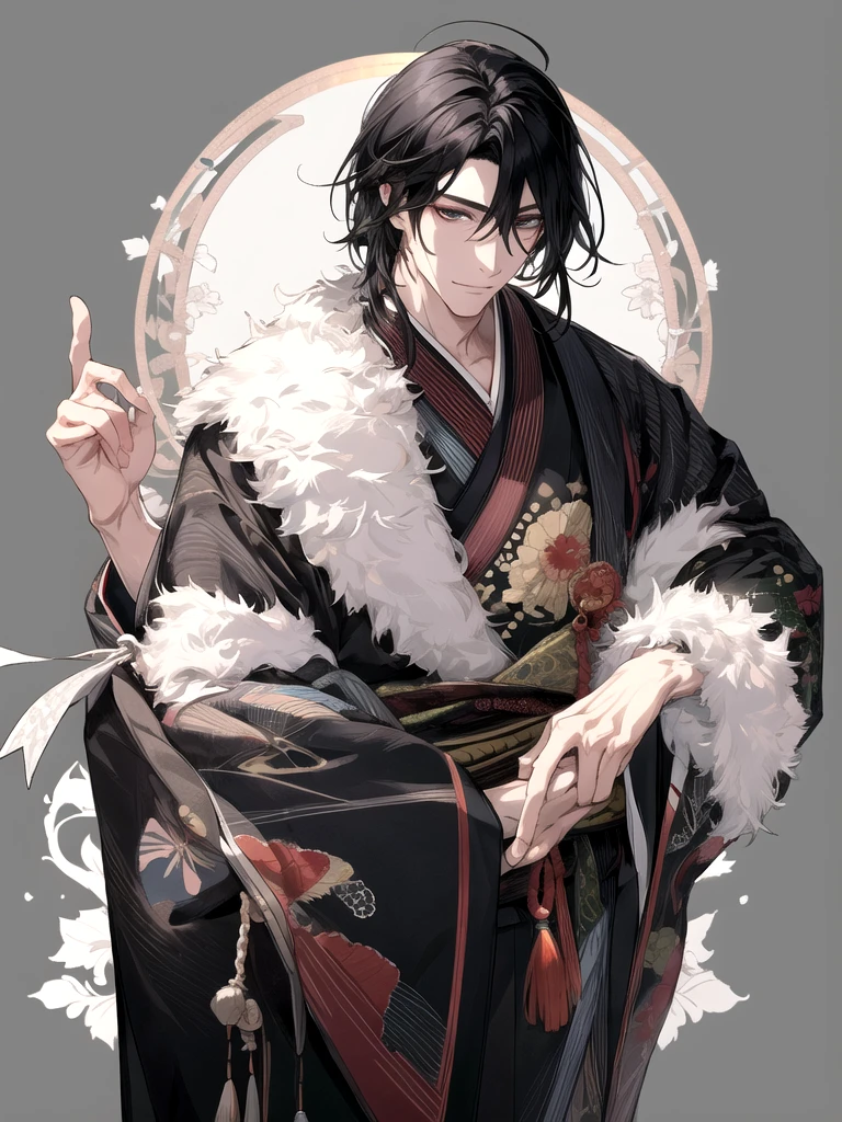 male、［［［［1 person］］］］, Face Focus, [[[[[[[elder]]]]]]], frontage,[[[Character Portrait]]],[[[[Lesbians all over]]]],kimono、Black、Black Hair、Highest quality, adopt, Detailed face, Simple Background、White Background、[[[Gray Hair]]]、[[[iris]]]、Calm face