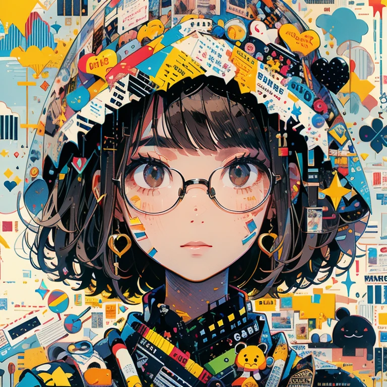 (8K、Highest quality、Highest quality、masterpiece)、Detailed face、One Girl、 Brown Skin、Black Hair、Glasses、Bobcut、big 、whole body