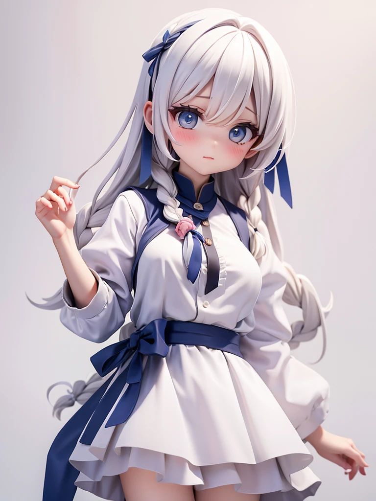 1 Girl、White Hair、Braid、Large Breasts、dress