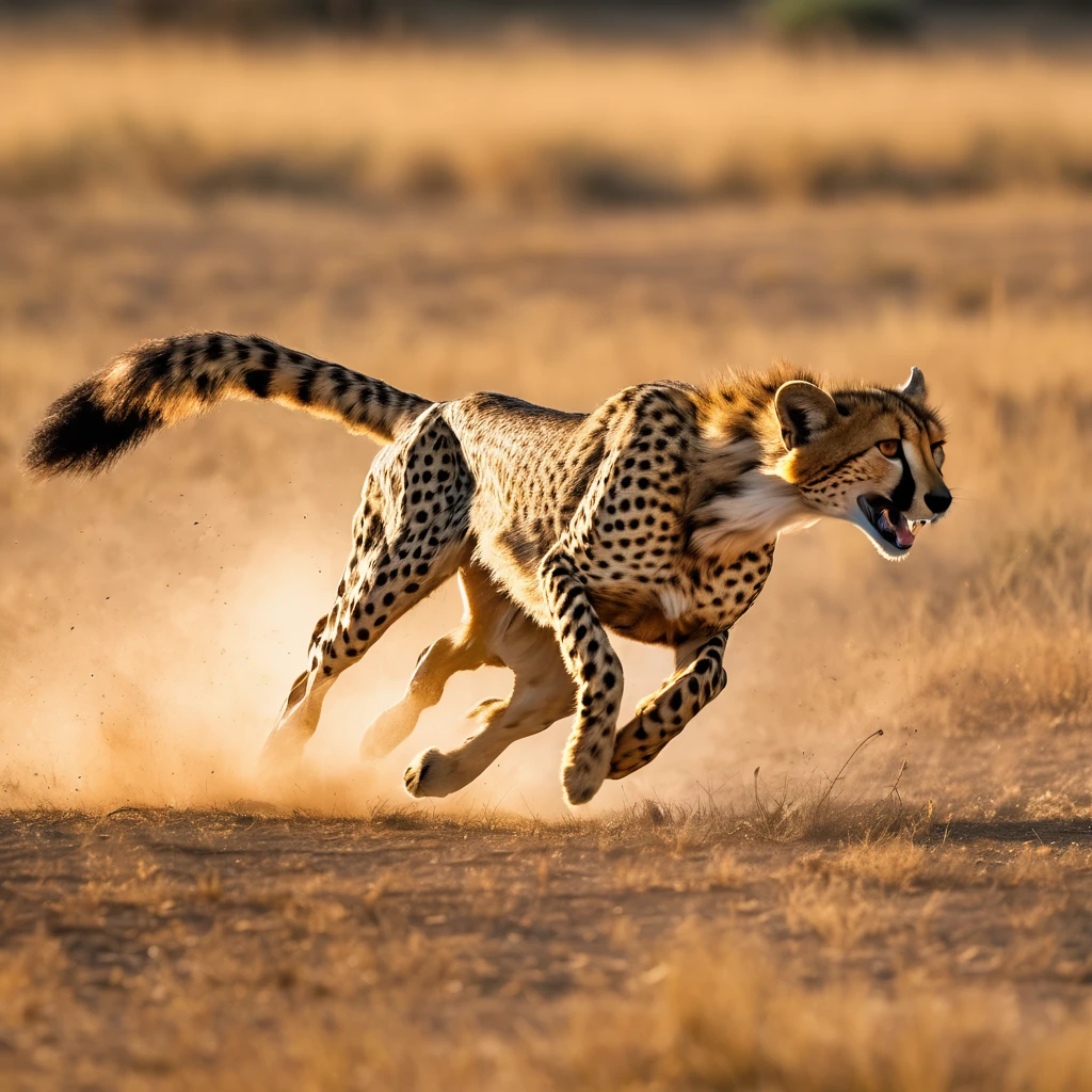 (best quality,4K,8K,high resolution,masterpiece:1.2),Extremely detailed,(Practical,photoPractical,photo-Practical:1.37),Cheetah chasing Impala,High-speed motion blur,Rapidly, Agile Cheetah,quick, Panicked Impala,African grasslands,Grassland ecosystem,dry, Golden Plains,Vibrant wildlife,Thrilling chase,Explosive Energy,A heart-pounding pursuit,Action-packed scenes,Eagle hook cheetah body,Sharp claws,Muscle undulation,An elegant leap,Smooth movements,Graceful impala jumping,Beautiful long legs,Serene Impala,Resilient prey,Survival game,Natural Instinct,Ferocious predators,Hunt or be hunted,Exciting hunting,Leap for survival,Stunning wildlife photography,Africa's natural beauty,Sunset colors paint the sky,Dramatic Lighting,Immersive atmosphere,Vibrant colors blend seamlessly,Majestic creature in natural habitat,Transformation chase sequence,Rapidly-paced motion,Stunning visual storytelling,A mesmerizing moment frozen in time.