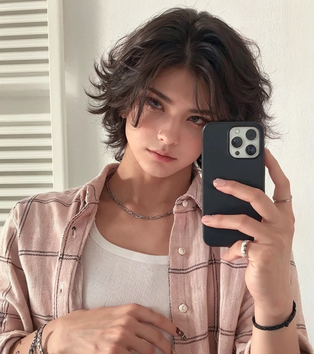 Just replace face, male face without errors , fingers without deformities and make dark clothes in black tones, same clothes just change color to black and put black nails on her hands,