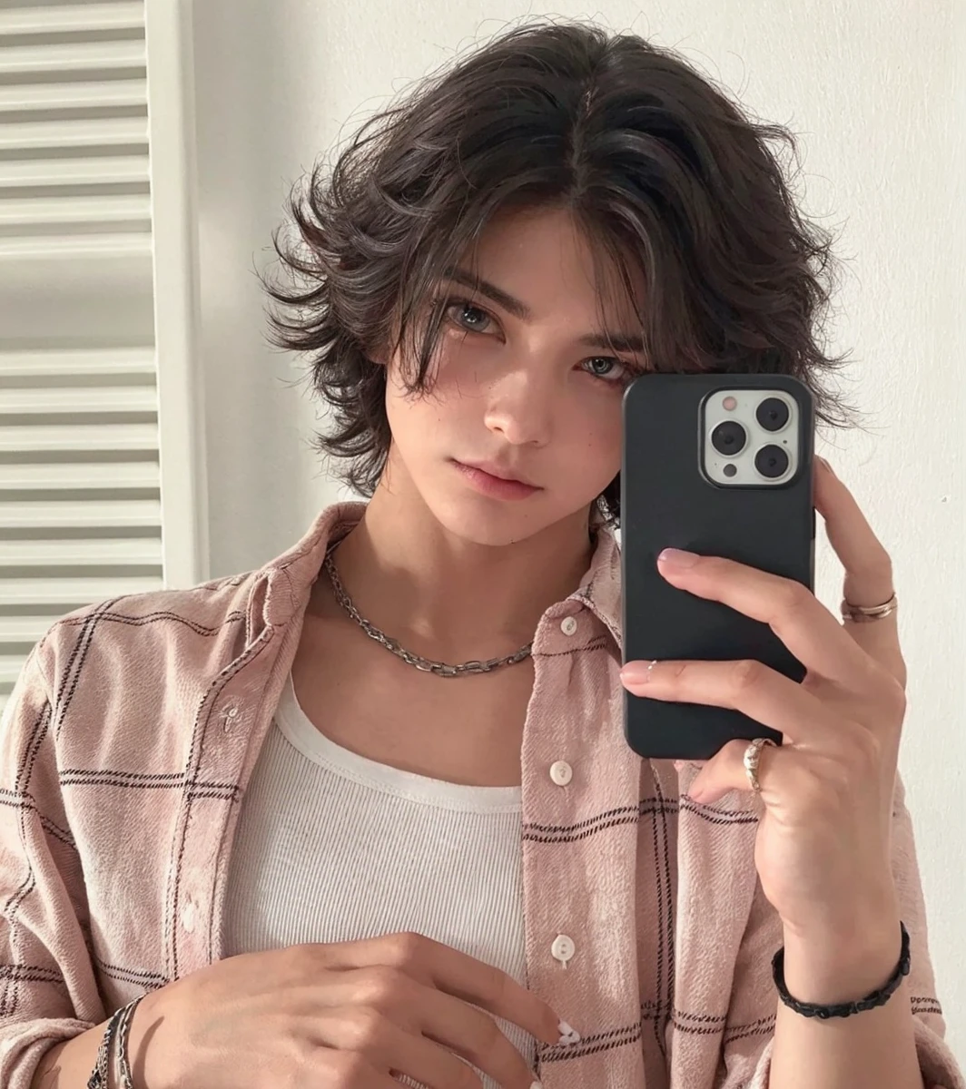 Just replace face, male face without errors , fingers without deformities and make dark clothes in black tones, same clothes just change color to black and put black nails on her hands,