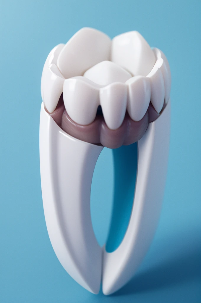 White molar tooth blue background