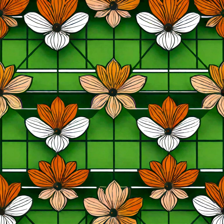 （wallpaper design：1.37），truss，Line，simplicity，moderno，luxurious，cute，Blocking colors，flowers，,orange，green light，illustration，in geometric style,Beautiful detailed，in flat color vector design style, 