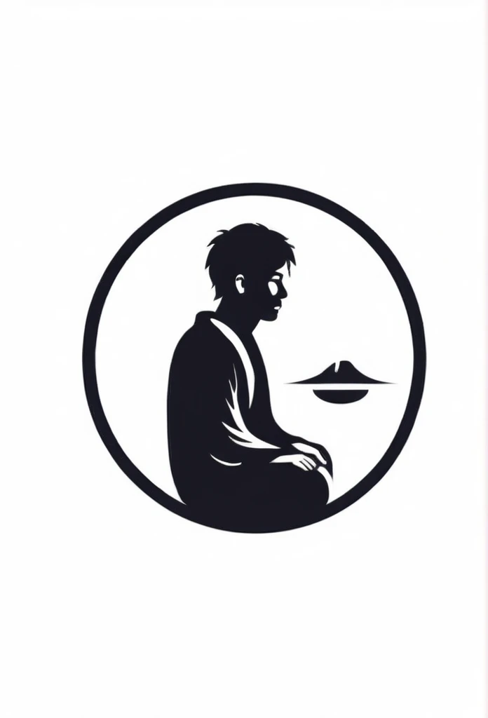 A stylish logo for a Japanese private sauna for one person、
Sitting quietly alone in the sauna、Sweat、The logo features a silhouette of a small man.
「inn garden」A logo with a motif. A cool, chic, and modern design. The background is white.