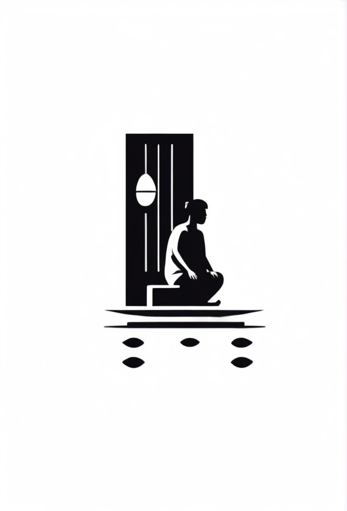 The stylish logo of a private sauna for one person in Japan,
The logo features a silhouette of a small man sitting quietly in a sauna and sweating
"""Ryokan's Garden"" motif logo"
Pretty cool
chic and modern design
White background