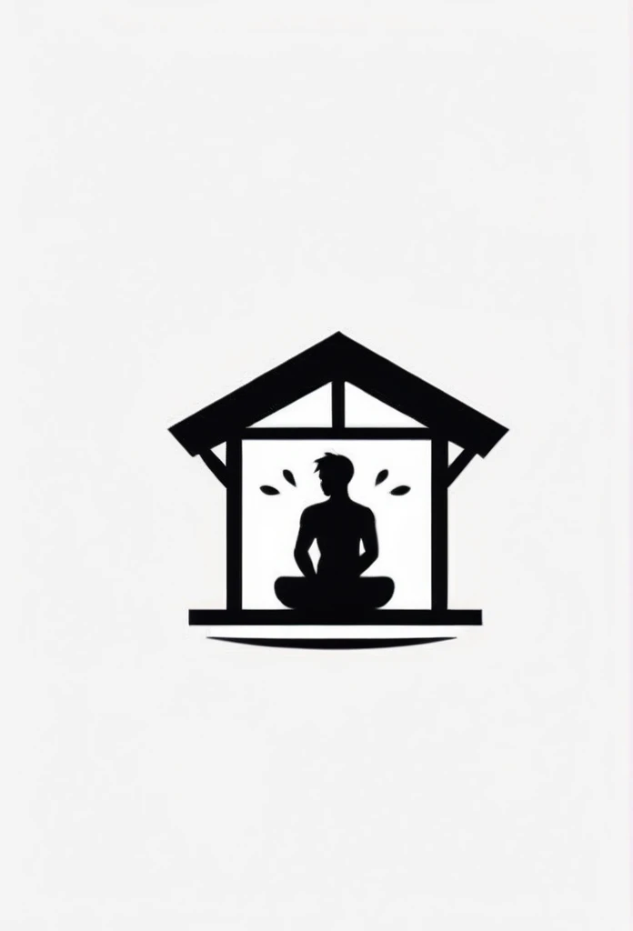 The stylish logo of a private sauna for one person in Japan,

The logo features a silhouette of a small man sitting quietly in a sauna and sweating

"""Ryokan's Garden"" motif logo"



Pretty cool
chic and modern design

White background